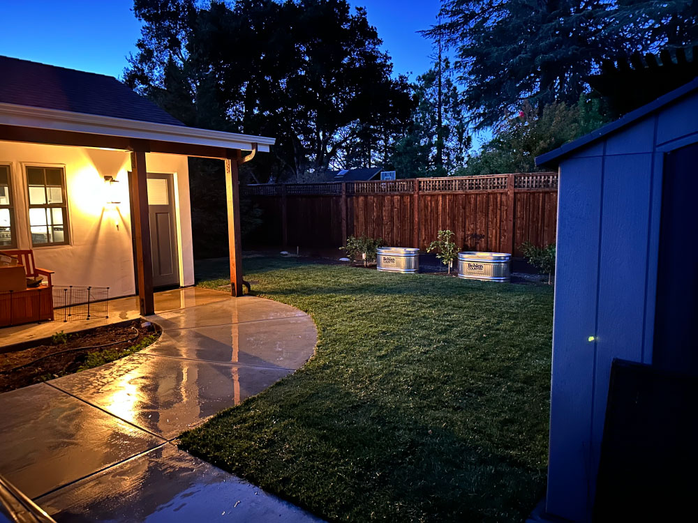 Evening landscape of backyard